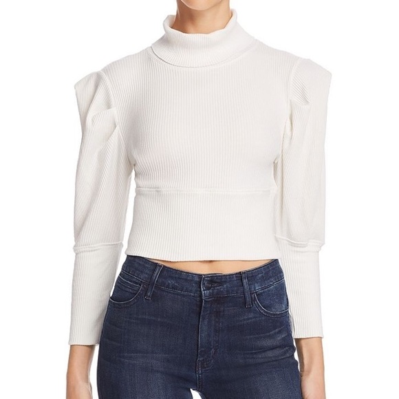 Free People Lala Ribbed Turtleneck Cropped Top - Picture 1 of 9